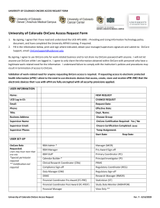 UCD OnCore Access Request Form - University of Colorado Denver
