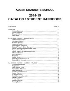 adler graduate school 2014-15 catalog / student handbook