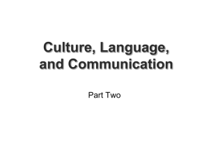 Culture, Language and Communication