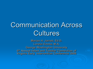 Communication Across Cultures - Infant & Toddler Connection of