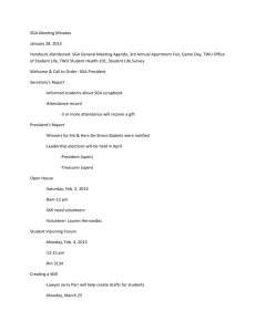 SGA Meeting Minutes January 28, 2013 Handouts distributed: SGA