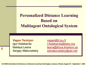 Personalized Distance Learning Based on Multiagent Ontological
