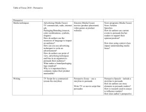 Table of Focus from 2010 for Persuasive