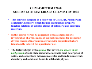 CHM 434F/CHM 1206F SOLID STATE MATERIALS CHEMISTRY