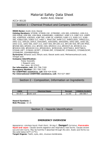 Material Safety Data Sheet Acetic Acid, Glacial ACC# 00120 Section
