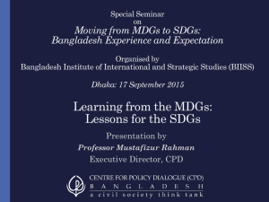 Learning from the MDGs and Lessons for the SDGs