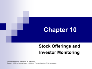 Chapter 10 Stock Offerings and Investor Monitoring