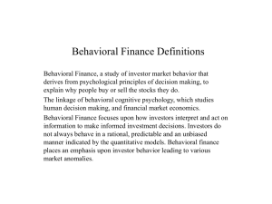 Behavioral Finance Definitions