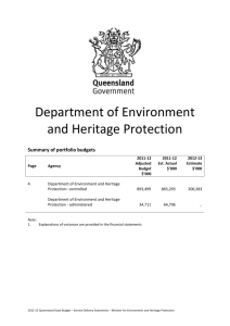 Department of Environment and Heritage Protection: Budget Paper
