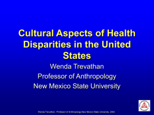 Cultural Aspects of Health Disparities in the
