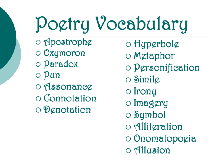 Poetry Vocab Fort Bend ISD