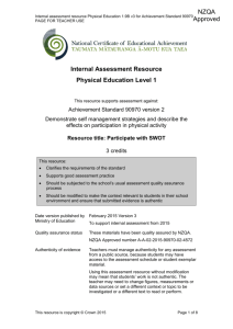 Level 1 Physical Education internal assessment resource