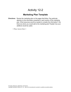 Activity 12-2: Marketing Plan Template