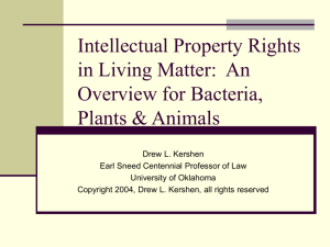 Intellectual Property Rights in Living Matter