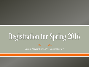 Registration for Spring 2013