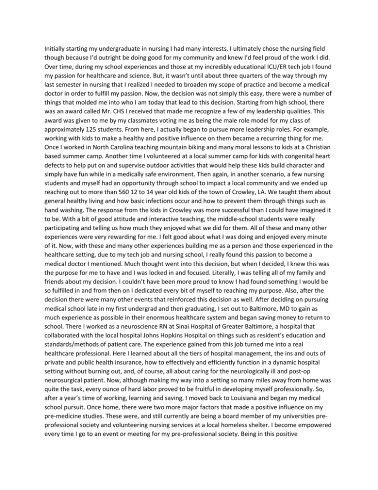 Bad Personal Statement Pre