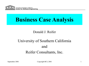 Business Case Analysis - Center for Software Engineering