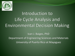 Introduction to Life Cycle Analysis