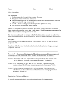 Conventions for Using Parenthetical Citations Worksheet