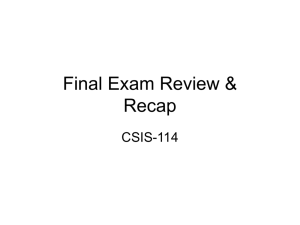 Final Exam Review & Recap