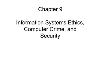 Chapter 9 Information Systems Ethics, Computer Crime, and Security