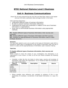 Unit 4 – Business Communication assignment brief