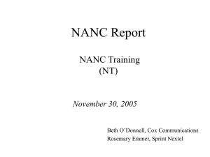 Nov05 NANC Training Report - NANC