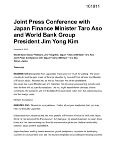 World Bank Group President Jim Yong Kim, Japan Finance Minister