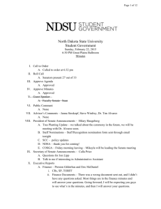 Page of 12 North Dakota State University Student Government