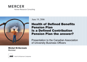Health of Defined Benefits Pension Plan and the deferred