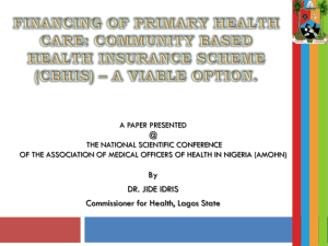 The Lagos State Community Based Health Insurance