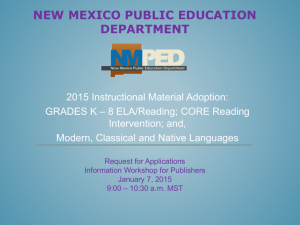 New Mexico Public Education Department Presentation to