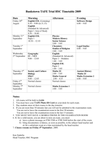 Bankstown TAFE Trial HSC Timetable 2009
