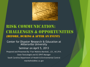 Risk Communication: Challenges