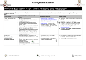 Physical Education H154: G451 Anatomy and Physiology