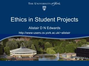 Ethics in Student Projects - University of York, Department of