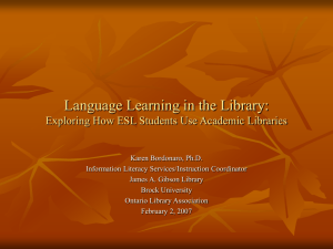 the use of an american college library by esl students
