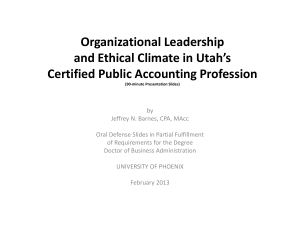Organizational Leadership and Ethical Climate in Utah*s Certified