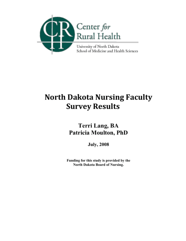 Faculty Survey Results ND Center for Nursing