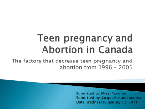 Teen pregnancy and Abortion in Canada