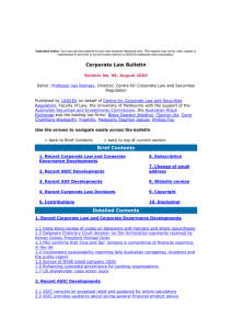 Corporate Law Bulletin 96 - August 2005