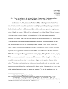 Sean Barker History 201 Section 001 4/18/2012 How Terrorist