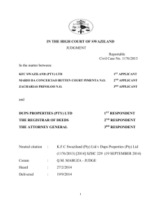 2014 KFC SWAZILAND V DUPS PROPERTIES