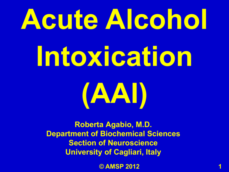 Acute Alcohol Intoxication Alcohol Medical Scholars Program