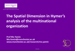 The Spatial Dimension in Hymer's Analysis of the Multinational