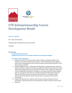 Units: 1 - Saddleback College CTE/Entrepreneurship Curriculum
