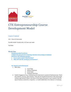 Units: 1 - Saddleback College CTE/Entrepreneurship Curriculum