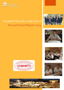 Annual School Report 2013 - Elizabeth Macarthur High School