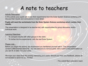Solar System Science Consolidation Activity