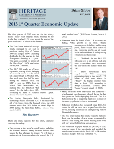 2013 1 st Quarter Economic Update Welcome to our team…